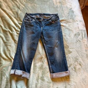 Women's Silver Suki Mid Capri Dark Blue Cropped Jeans